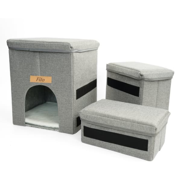 Koiran tai kissan portaat kennel-taitettavalla setillä GREY