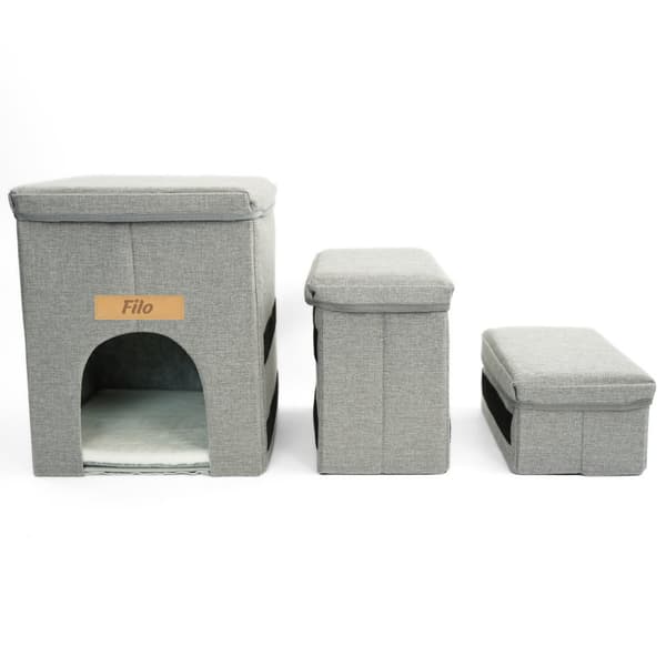 Koiran tai kissan portaat kennel-taitettavalla setillä GREY