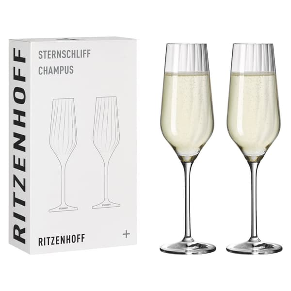 Sternschliff Champagneglass 2-p