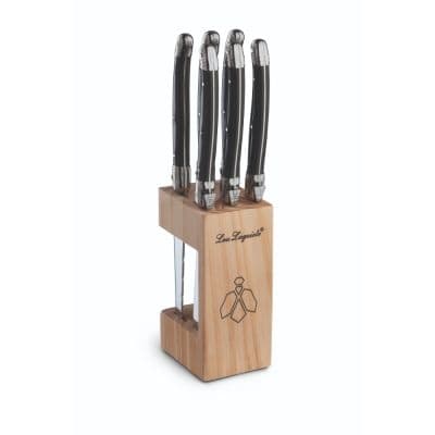 Traditionelle grillknive i træklods 6-p antracit