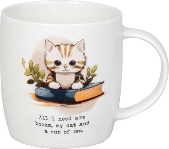 Kopp Alt jeg trenger er bøker, katt, kaffe