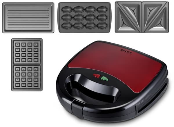 Smörgåsmaskin SSM 6004 RD (smörgås/nöt/våffla/grill), 750W