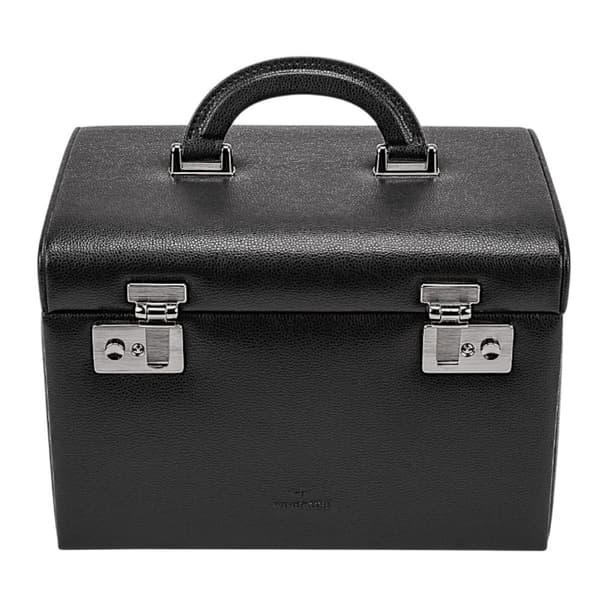 Luksus smykkeskrin i skinn med 5 nivåer og låsbar design
