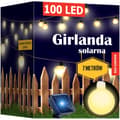 Miniatyrbild 1 av 8: Solar Garden String Lights, 100 varma LED-lampor, 14m