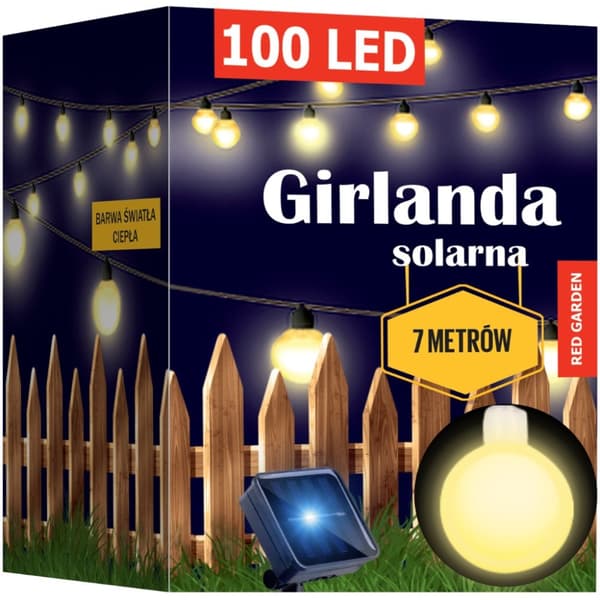 Solar Garden String Lights, 100 varma LED-lampor, 14m