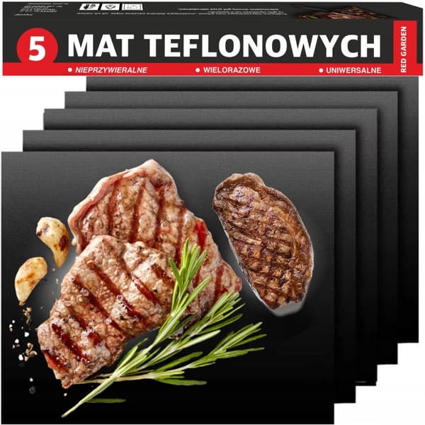 Non-Stick Teflon Grillmatter Sett med 5 – Gjenbrukbare, 33x40 cm