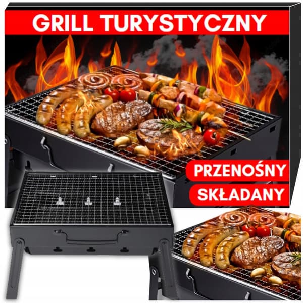 Bärbar hopfällbar kolgrill med väska