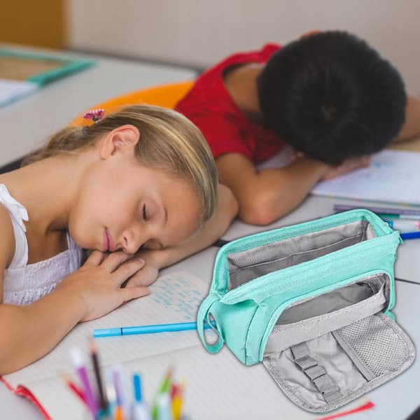 Stort skoleblyantveske med håndtak – slitesterk polyester