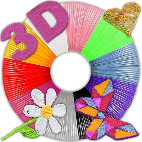 PLA-filament for 3D-penner, 10 farger, 50 meter totalt