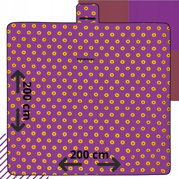 XXL Picnic Tæppe 200x200 cm, Vandtæt, Sammenfoldelig