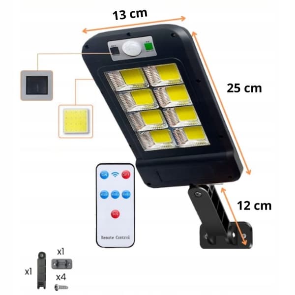 Solar LED-ljus med rörelsesensor, 3 lägen, IP65 vattentät