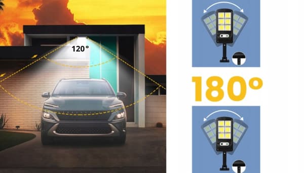 Solar LED-ljus med rörelsesensor, 3 lägen, IP65 vattentät