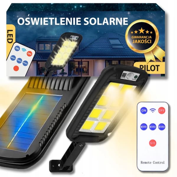 Solar LED-ljus med rörelsesensor, 3 lägen, IP65 vattentät