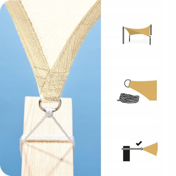Suorakulmainen vedenpitävä aurinkovarjopurje 3x4m beige