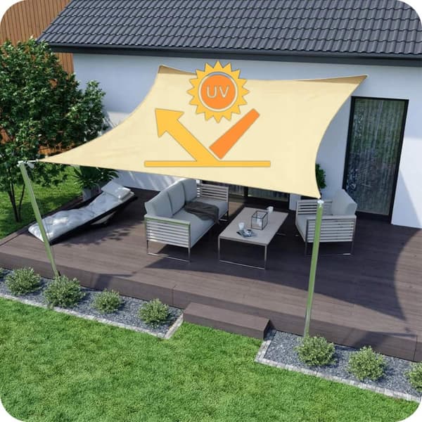 Suorakulmainen vedenpitävä aurinkovarjopurje 3x4m beige