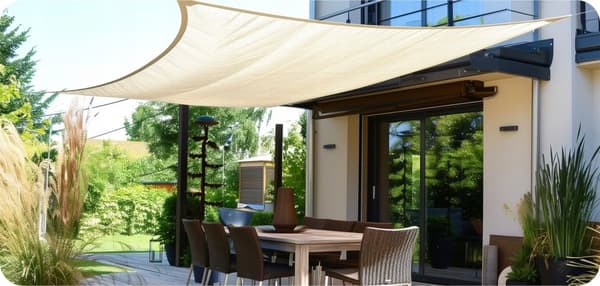 Suorakulmainen vedenpitävä aurinkovarjopurje 3x4m beige