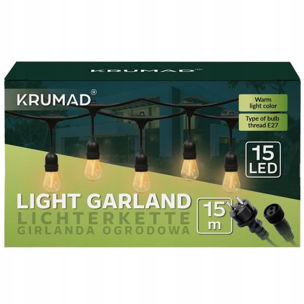 Utomhus LED-slingor, 15m, varmvit, IP44