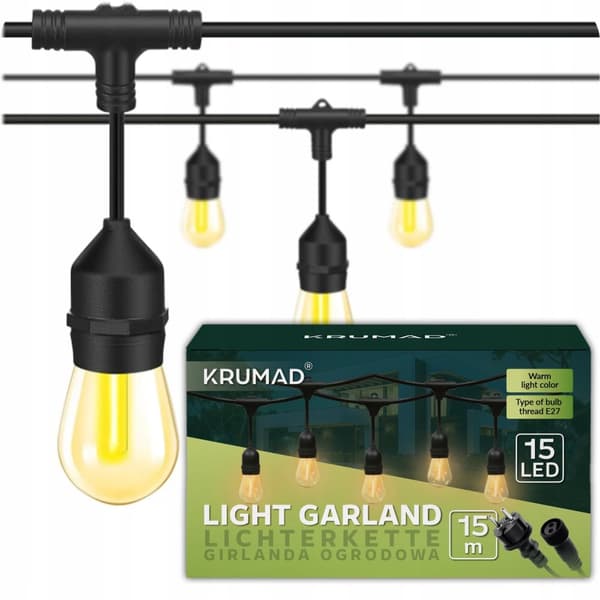 Utomhus LED-slingor, 15m, varmvit, IP44
