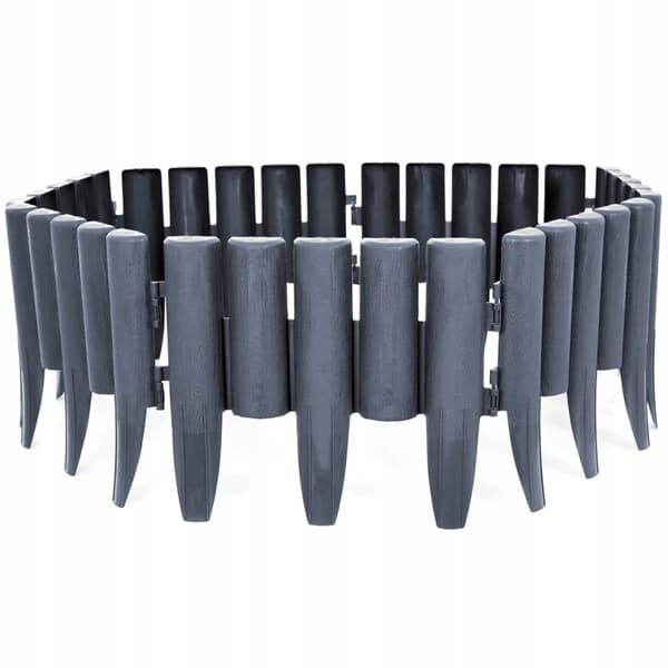Hagekantpalisade, grå, 280 cm x 24 cm, værbestandig