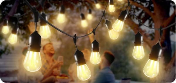Utomhus LED-slingor, 20m, varmvit, 20 glödlampor