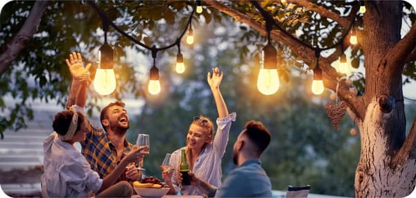 Utomhus LED-slingor, 20m, varmvit, 20 glödlampor