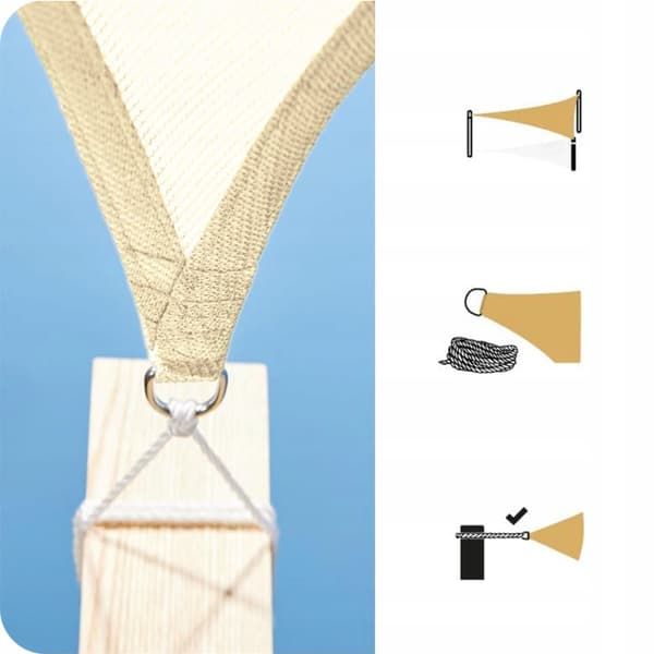Triangle Sun Shade Sail, vedenpitävä, UV-suoja, 3x3m, beige