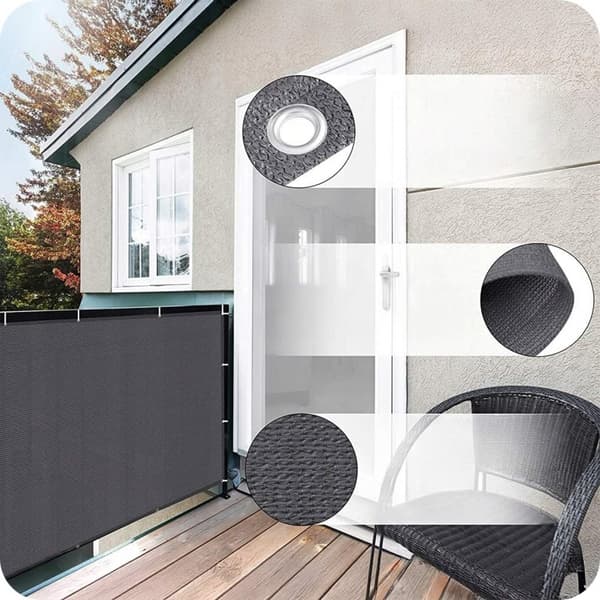 Parvekkeen yksityisyysnäyttö 0,9 m x 5 m, 95 % UV-suoja, helppo asennus
