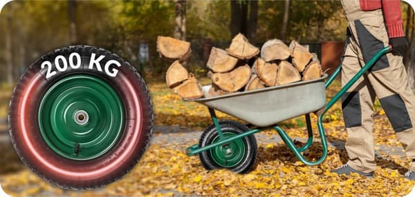 Trillebårhjul 4,80/4,00-8, slitesterk, 200 kg belastning