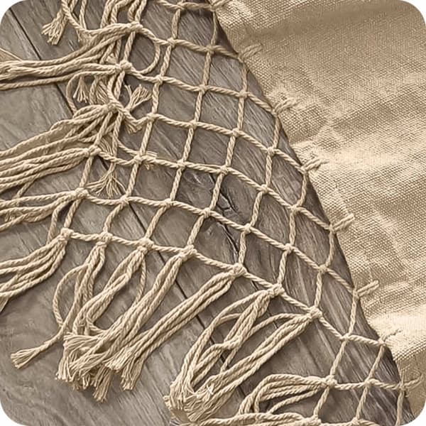 Boho Style Beige hængekøje med frynser, 150 x 190 cm