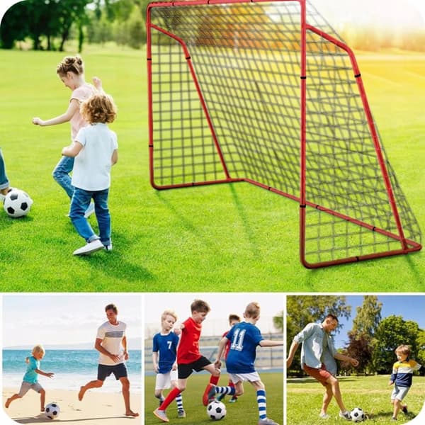 Bærbart fotballmål i metall for barn, 240x150x90 cm med staker