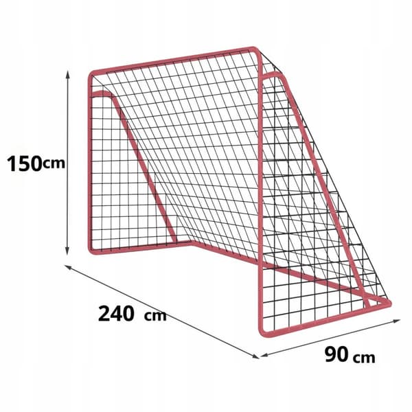 Bærbart fotballmål i metall for barn, 240x150x90 cm med staker