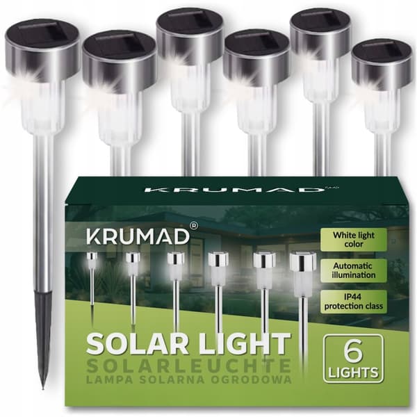 Solar Garden LED-lys, værbestandig, sett med 6