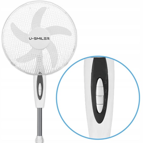 Golvfläkt med 3 hastigheter, tyst drift, 90° oscillation