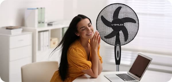 Golvfläkt med 3 hastigheter, tyst, 90° oscillation