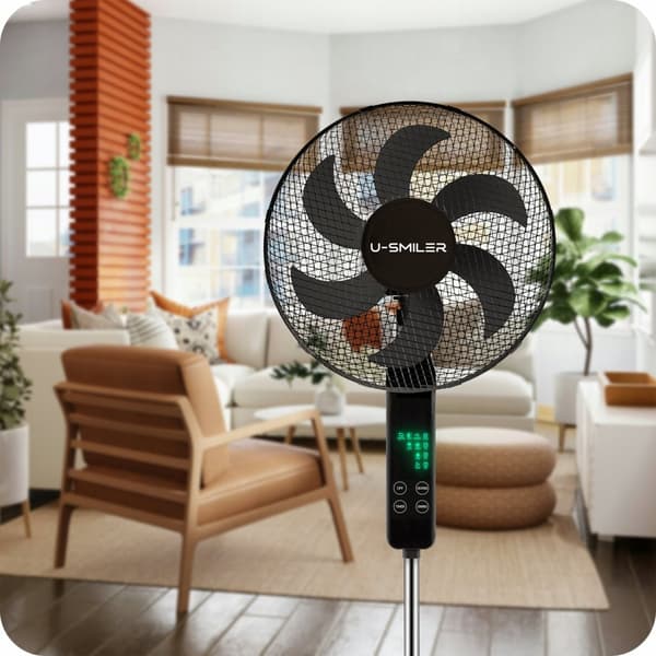 Gulvventilator med display, 3 hastigheder, oscillation og fjernbetjening