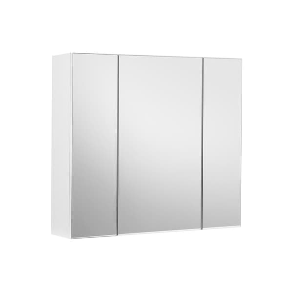 Veggskap for bad, skap med speil, 3-dørs oppbevaringsskap, 60 x 15 x 55 cm