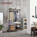 Miniatyrbillede 2 af 6: Tøjstativ, tøjstativ på hjul, 5-lags tøjstativ med metalrør, til soveværelse, butik