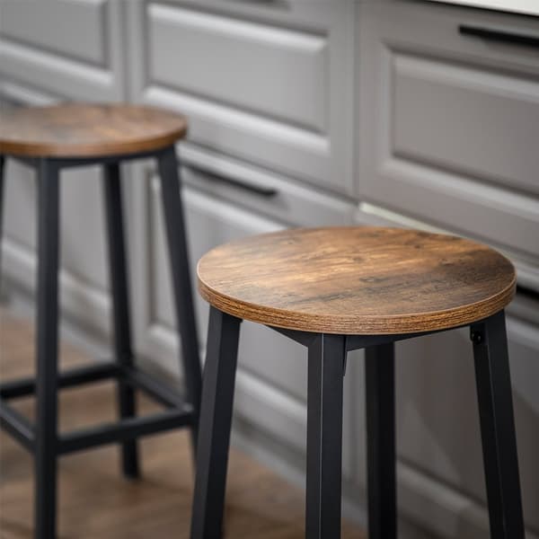 Set med 2 barstolar, höga kökspallar, robust stålstomme, 65 cm hög, enkel montering