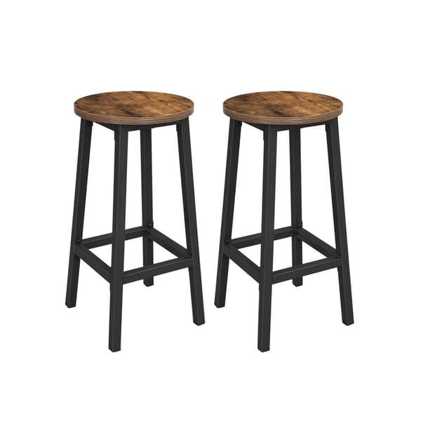 Set med 2 barstolar, höga kökspallar, robust stålstomme, 65 cm hög, enkel montering