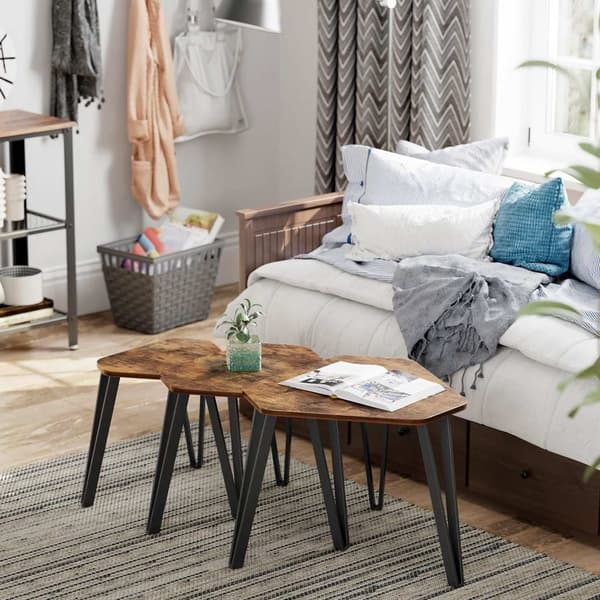Nesting sofabord, sæt med 3 sideborde til stuen, stable sideborde