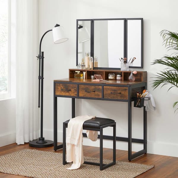 Toiletbord, rustik brun og sort RVT004B01