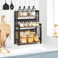 Miniatyrbilde 2 av 7: Krydderhylle, 3-lags oppbevaringshylle for benkeplater, bordholder med bambusramme, for kjøkken
