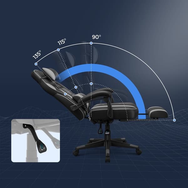 Gaming Chair Skrivbordsstol med fotstöd, kontorsstol med nackstöd och svankkudde