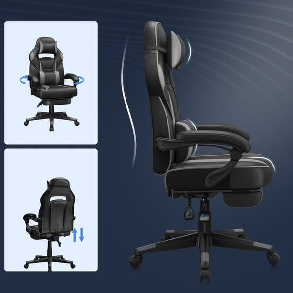 Gaming Chair Skrivbordsstol med fotstöd, kontorsstol med nackstöd och svankkudde