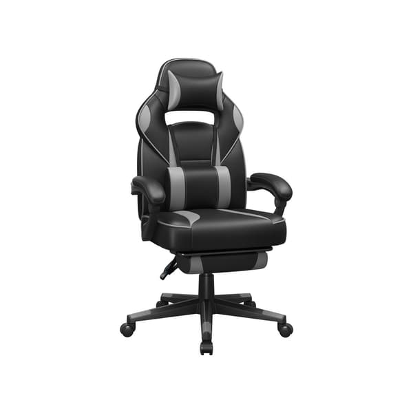 Gaming Chair Skrivebordsstol med fodstøtte, kontorstol med nakkestøtte og lændepude