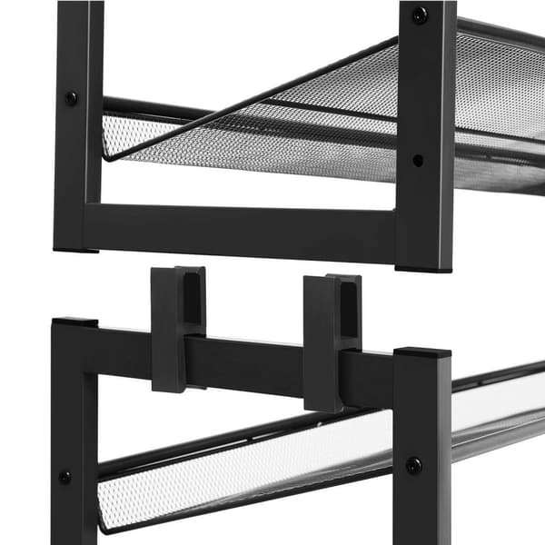 8-lags skostativ, sett med 2 stablebar 4-lags skoholder, metallskooppbevaring med justerbart netting