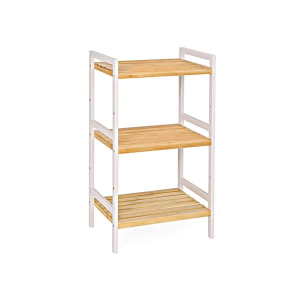 3-lags oppbevaringsstativ i bambus for bad, kjøkken, soverom, 45 x 31,5 x 80 cm Naturlig korn