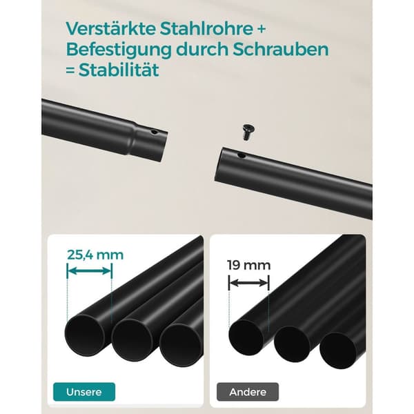 Tøjstang, Tøjstativ, Dobbelt Tøjhængestang, Kraftig metalramme, med hjul