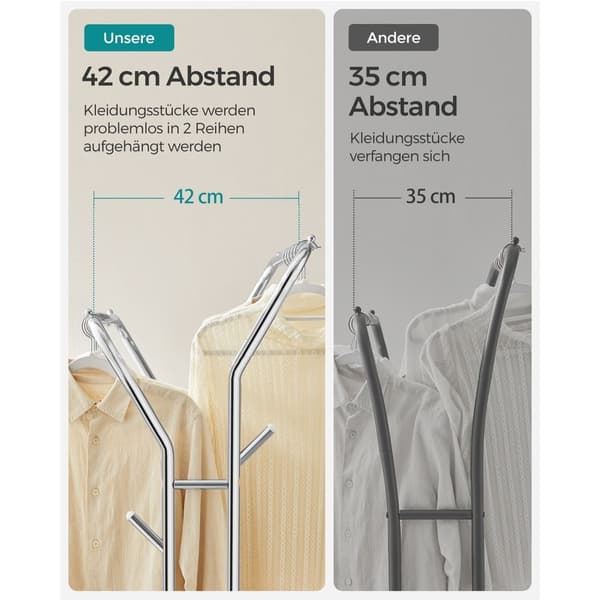 Klesstang, klesstativ, dobbel kleshengestang, kraftig metallramme, med hjul