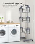 Miniatyrbild 7 av 7: Clothes Airer 4 Tier Folding Wing Clothes Airer med hjul 63,5 x 128 x 173 cm Stor Enkel montering